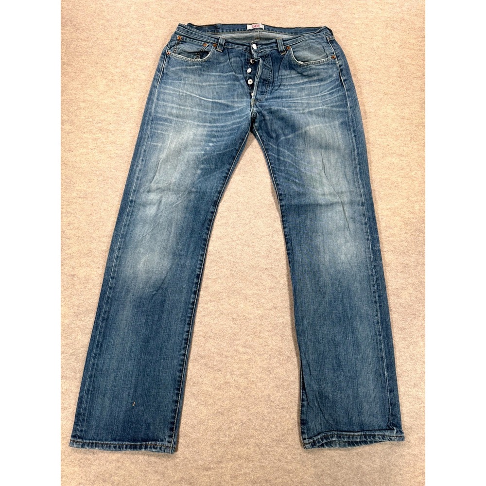Levi's 501 Original Jeans Mens 36x34 Blue Denim Cotton Button Fly Straight Leg